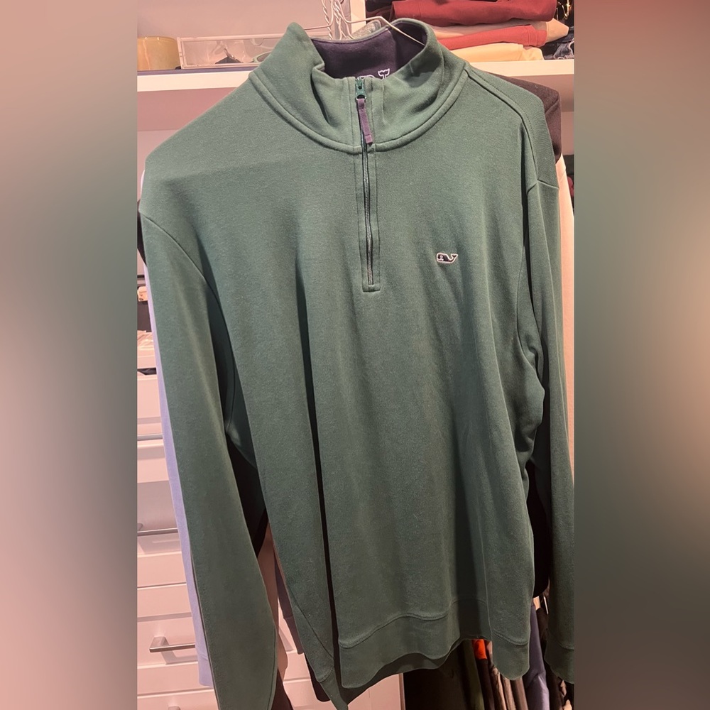 Vineyard Vines Teal and Purple Quarter-Zip Pullover